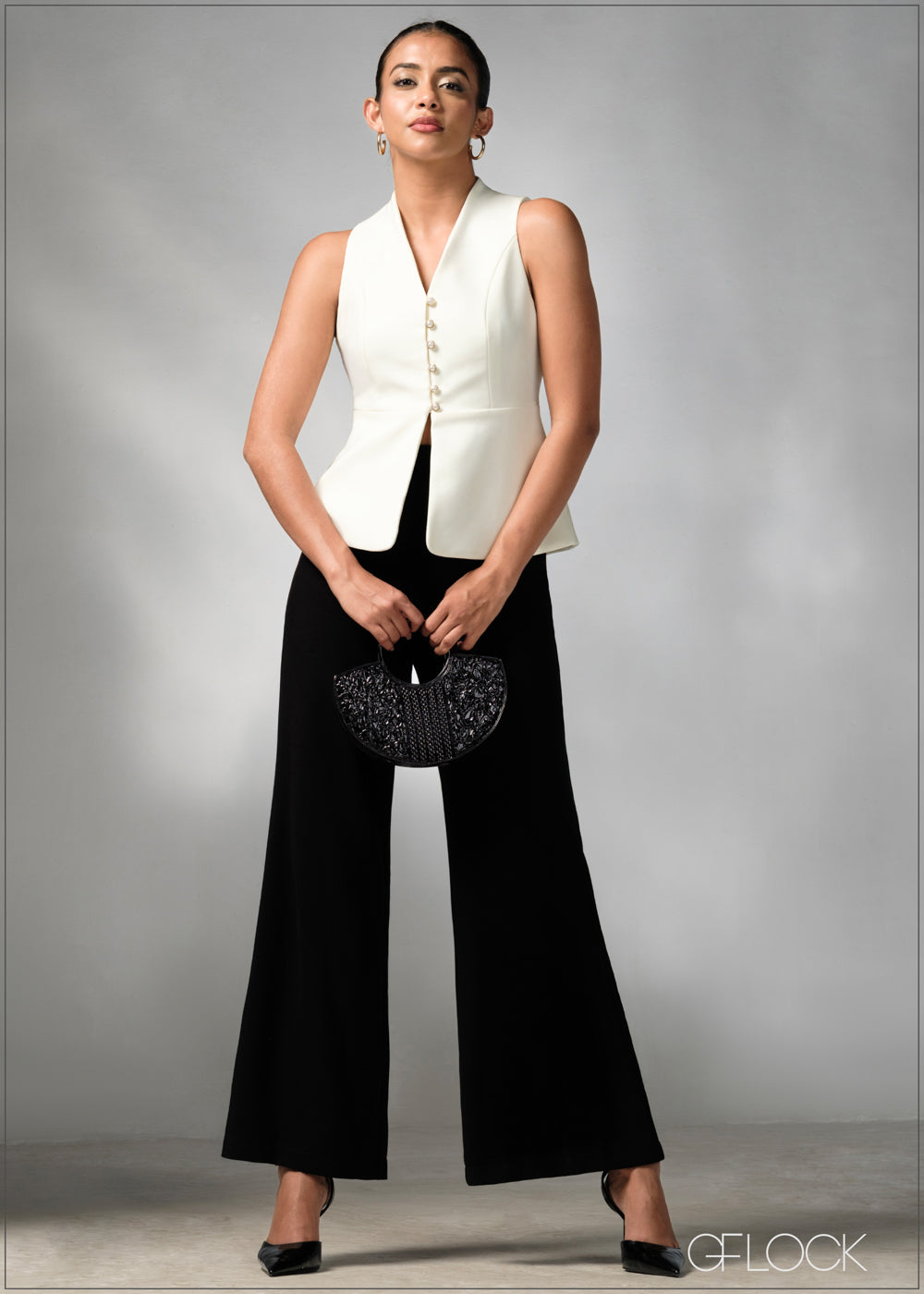 V-Neck Sleeveless Blazer Top - 270625