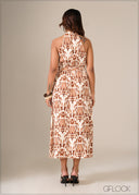 High Neck Printed Dress - 130326