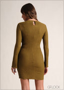 Boat Neck Mini Dress - 190126