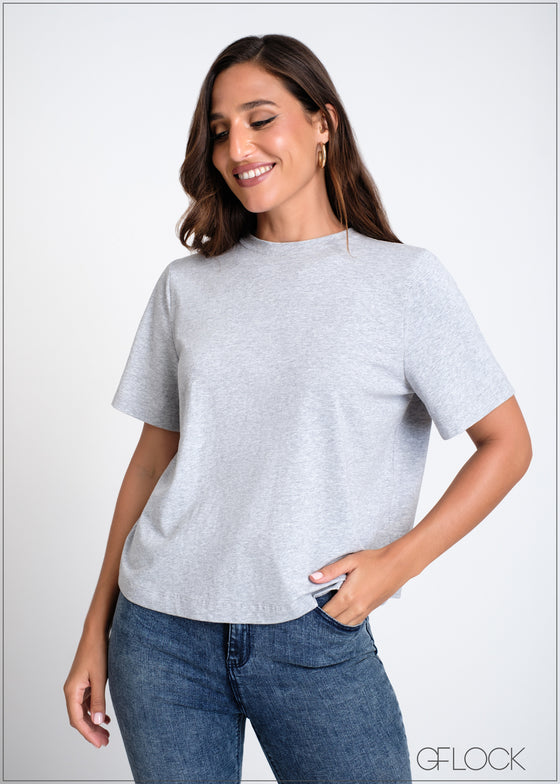 T-Shirt With Open Back Split - 070225