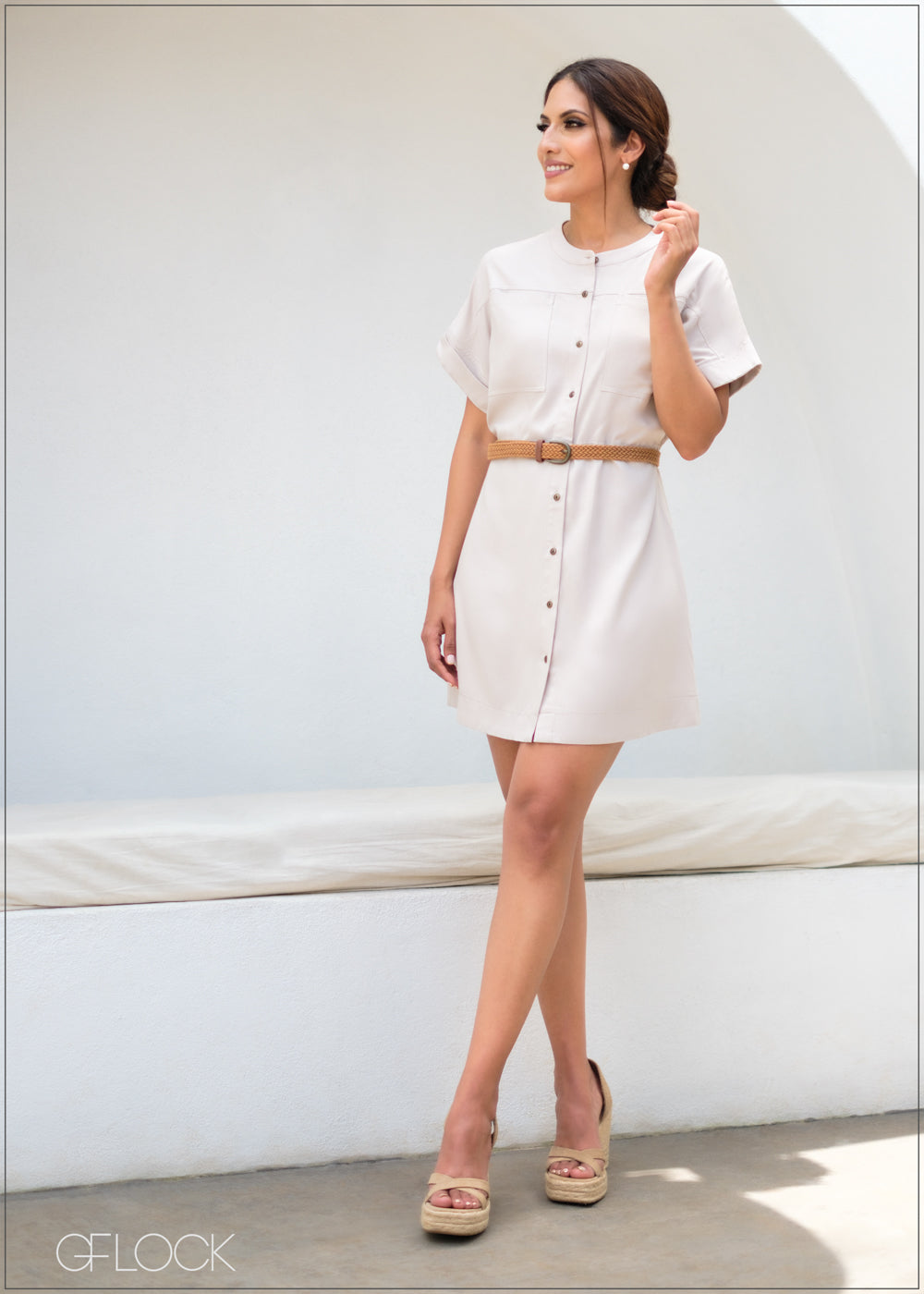 Button Down Shirt Dress - 171123