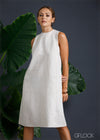 100% Genuine Linen Sleeveless Shift Dress - 080124