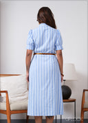 Stripe Midi Dress With Belt - 280826