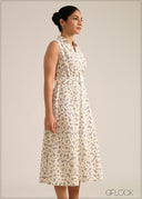 Collared Sleeveless Midi Dress - 261026