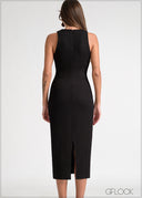 Halter Cut Bodycon Midi Dress - 170826