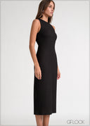 Halter Cut Bodycon Midi Dress - 170826