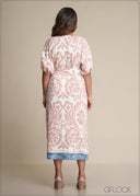 Puff Sleeve Midi Dress - 180825