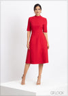 Seam Detail Flared Midi Dress - 160623