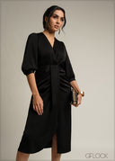 Wrap Detail Midi Dress - 231026