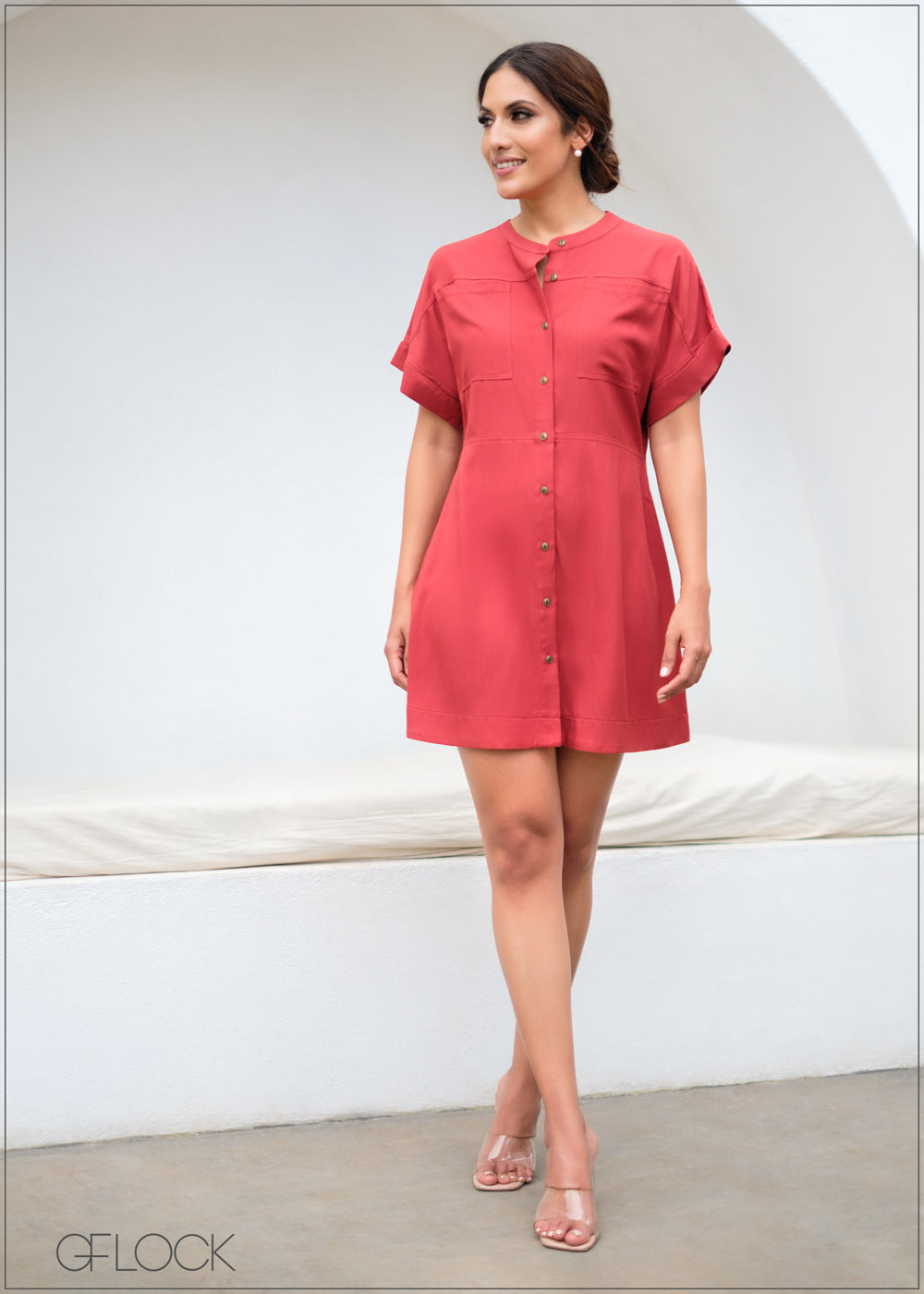 Button Down Shirt Dress - 171123