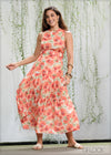 Belted Floral Dress - 011124