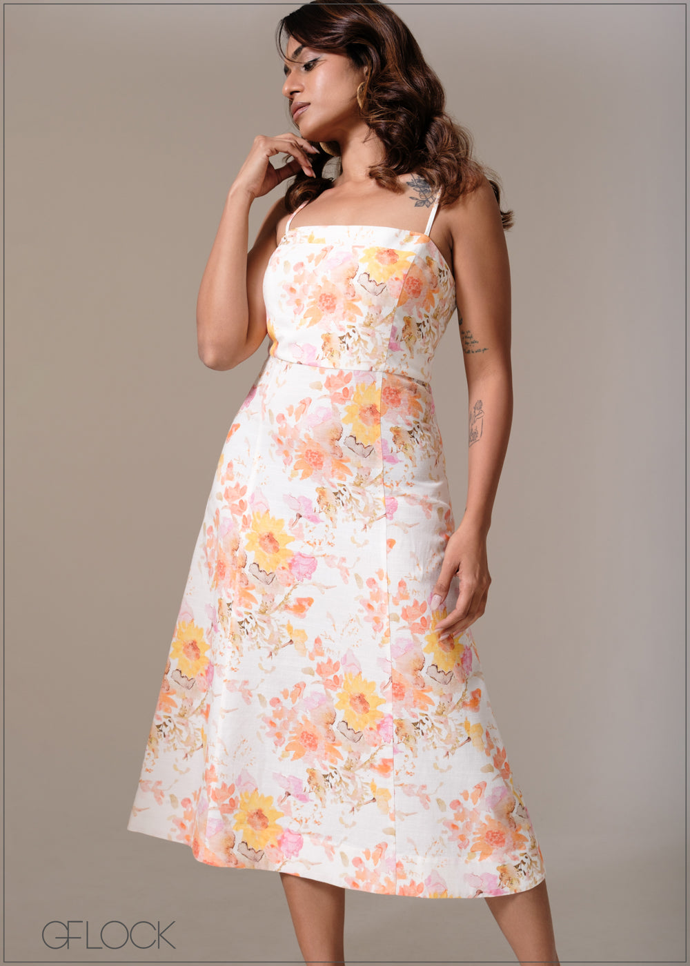 Printed Midi Dress - 241125