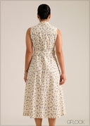 Collared Sleeveless Midi Dress - 261026