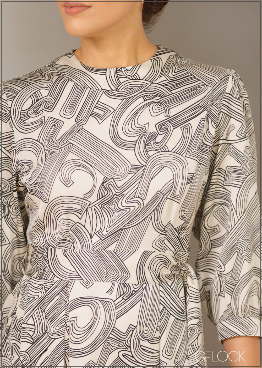 Puff Sleeve Midi Dress - 251023