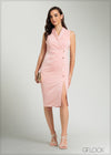 Lapel Collar Sleeveless Midi Dress - 080825