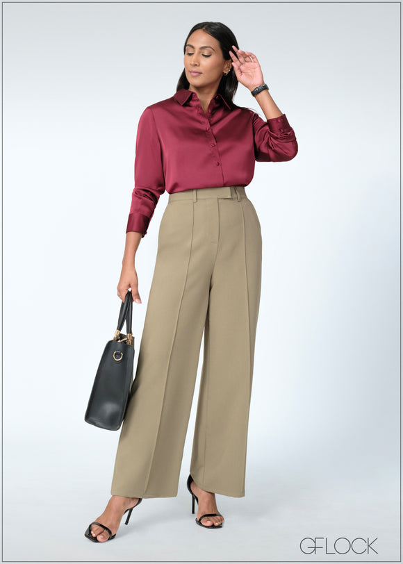 Long Sleeve Satin Shirt - 200625
