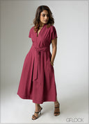 V-Neck Midi Dress - 201026