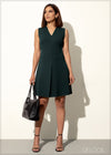 Sleeveless Dress With Front Pleat - 120224