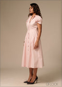 Shirt Collar Button Down Dress - 270326