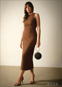 Twist Neck Sleeveless Bodycon Dress - 271125