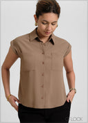 Collared Turn-Up Detailed Top - 051026