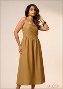 Solid Midi Dress - 040426