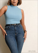 High Neck Sleeveless Rib Top - 090525