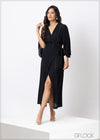 Curve Sleeved Wrap Maxi Dress - 160623