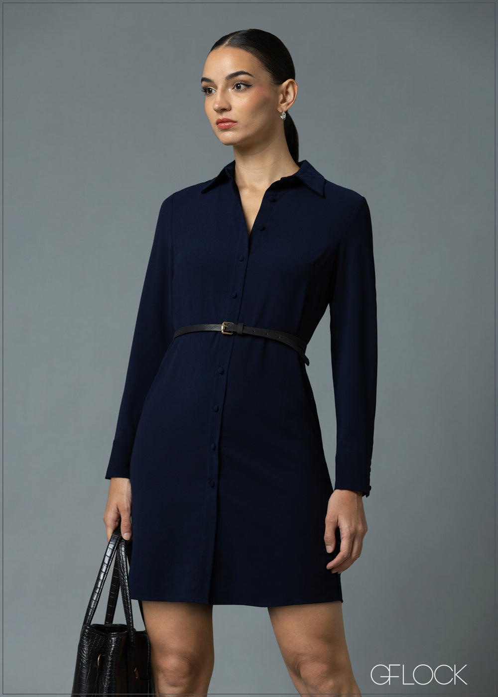 Long Sleeve Shirt Dress - 200625