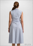 Collared Striped Midi Dress - 051026