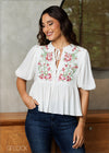 Embroidery Peplum Blouse - 181224