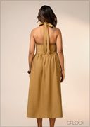 Solid Midi Dress - 040426