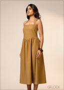 Solid Midi Dress - 040426