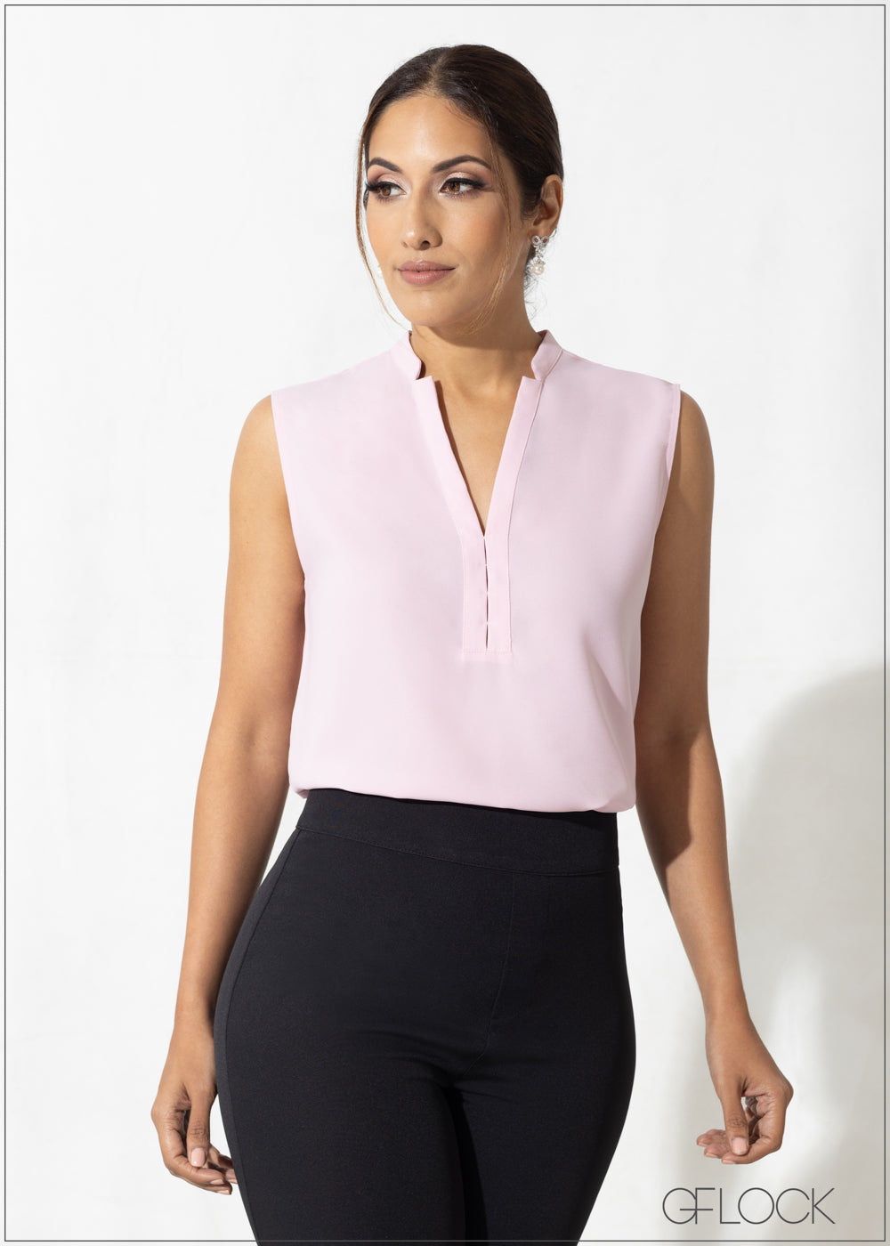Front Collar Detail Sleeveless Top - 300623