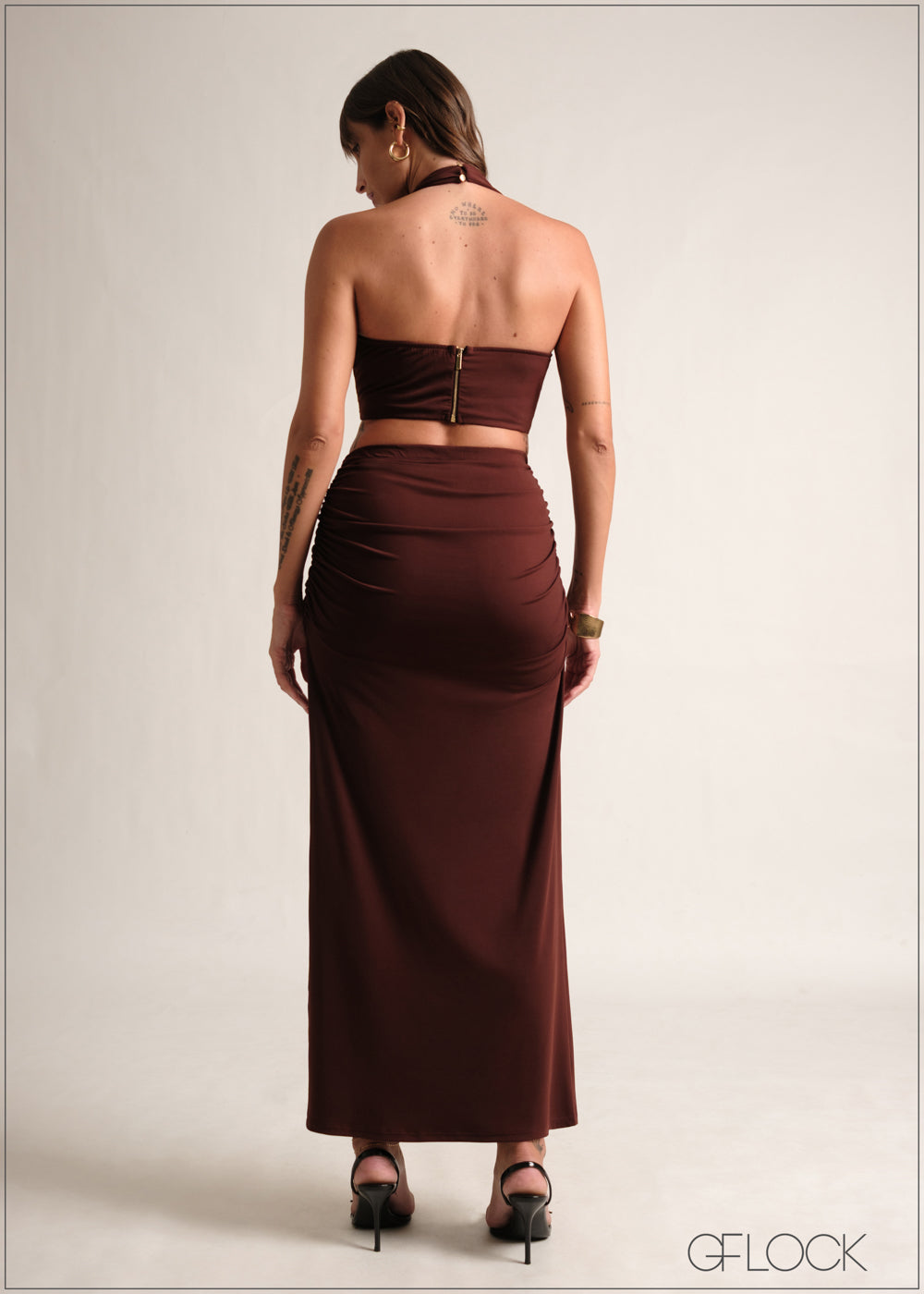 Side Ruched Maxi Skirt - 190126