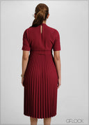 High Neck Pleated Dress - 051026