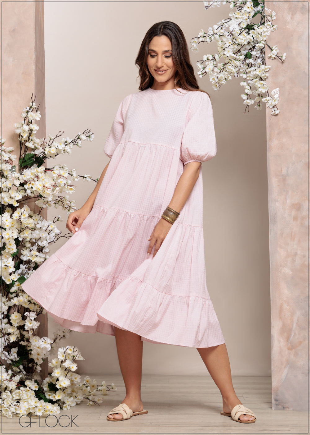 Cotton Tiered Midi Dress - 251124