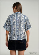Cuban Collar Printed Shirt - 160226