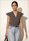 V-Neck Top With Frills - 120224