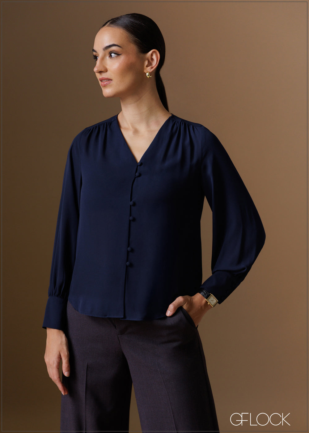 V-Neck Long Sleeve Top - 120925