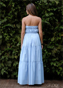 Gathered Bodice Full-Length Strapless Dress - 020224