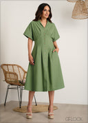 V-Necked Button Down Dress - 060625