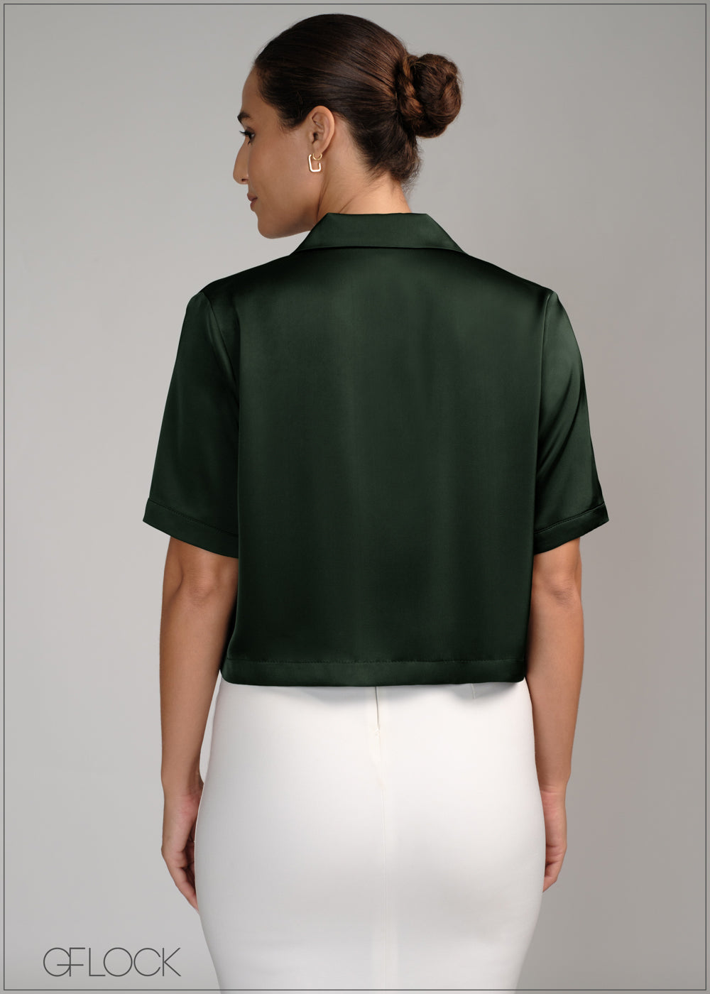 Short Sleeve Lapel Shirt Collar Top - 120724