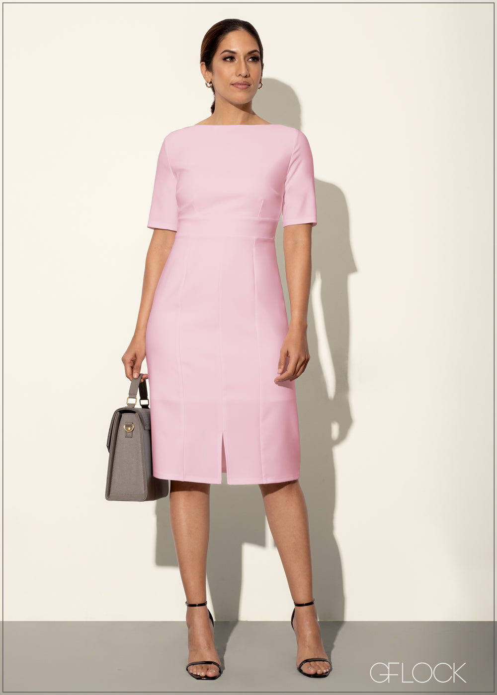 Midi Sheath Dress With Seam Detail - 120224