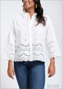 Loose Fitting Embroidered Shirt - 260525
