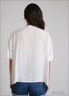 Half Placket Embroidery Top - 250425