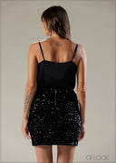 High Waist Sequin Mini Skirt - 121225