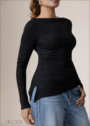 Side Ruched Rib Top - 161026