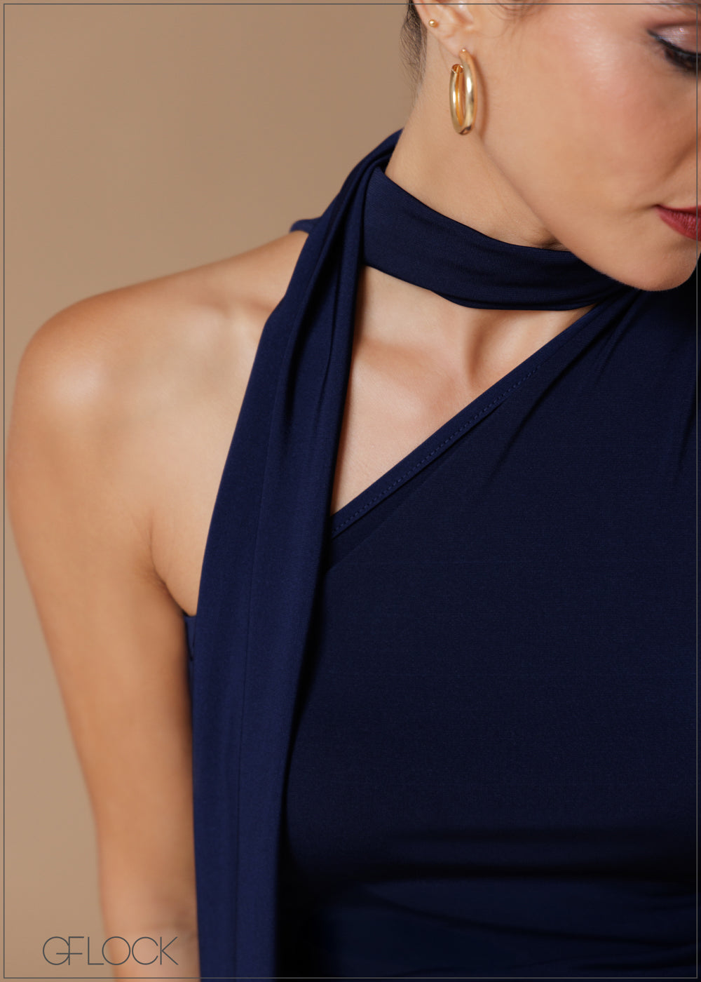 One shoulder mock neck top sale