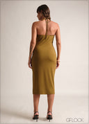 Slit Detailed Bodycon Midi Dress - 190126